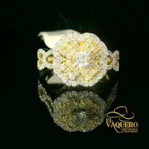 14K Gold Floral Natural Diamond Cluster Ring
