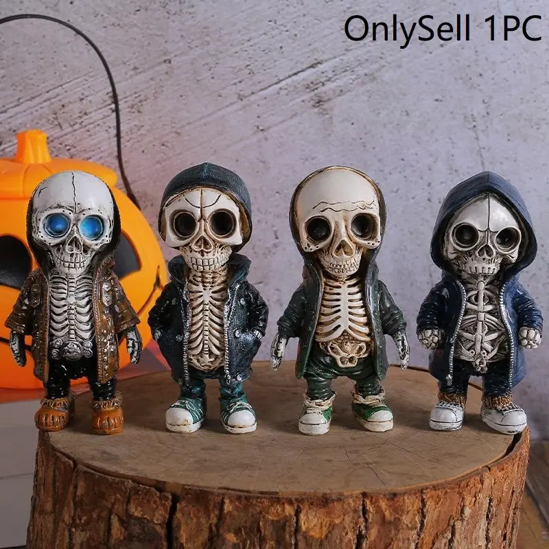 Halloween Skeleton Decoration, Spooky Fashion Creative Skull Design Figurine, Festival Atmosphere Props, Halloween Party Supplies, Home Decor Accessories, Resin Figurine Statue, Decoration Items, Figurines Decor, Dark Figure Decor