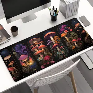 Colorful Mushroom Scene Large Game Mouse Pad,aesthetic desktop decoration protection pad,rubber pad non-slip lock edge work pad,multi-size mouse pad suitable for laptop,desktop computer games, work,family, good gift for kids, Desk Accessory, Desk Gadgets