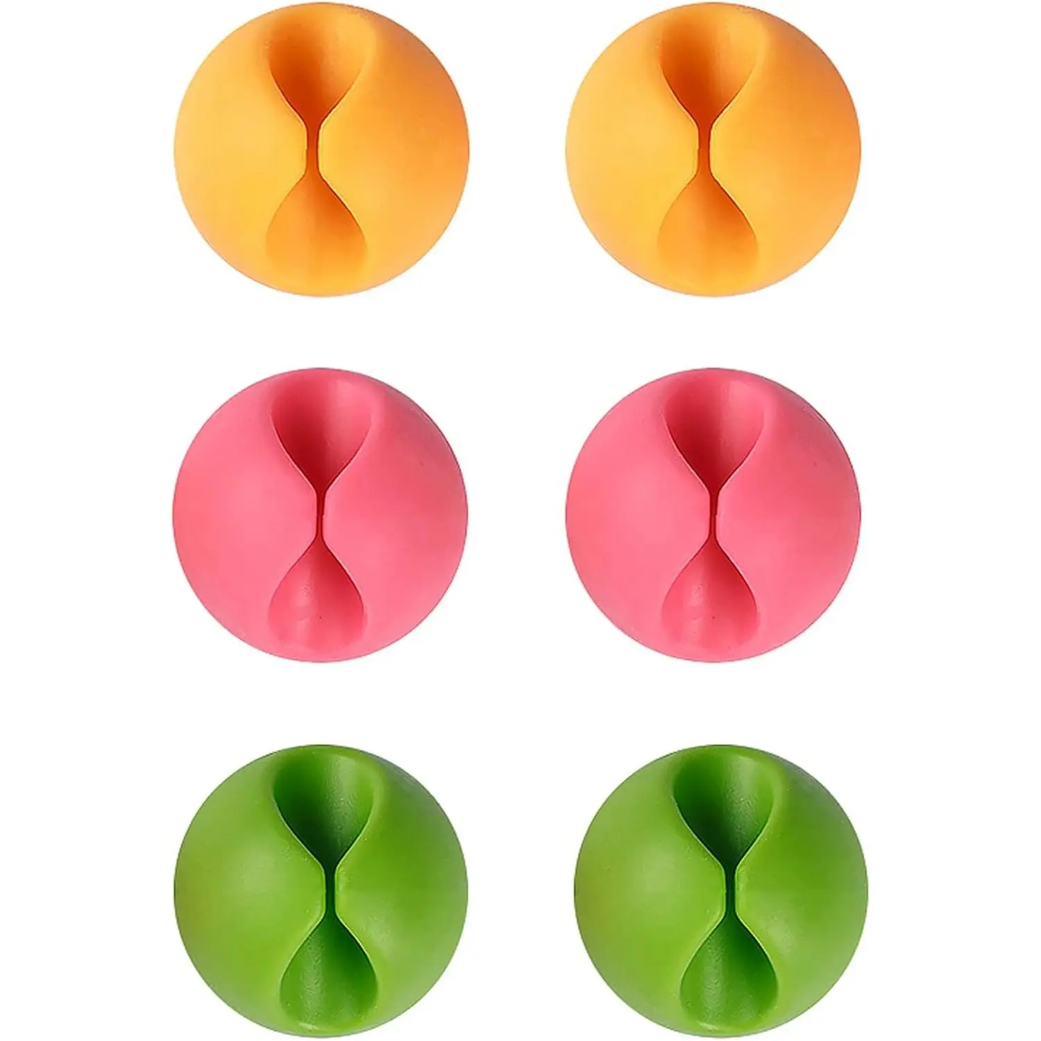 Colorful Sticky Back Rubber Cable Clips (6pcs, 7x2.3 in) - Desk Cable Drop Organizers for Computer Wires, Charging Cords, Rubber Clip