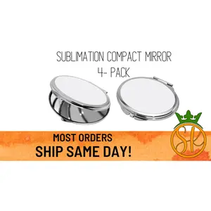 Sublimation Make-up Compact Mirror Round Mirror Sublimation Ready 4Pack Double Sided Magnified Mirror with Sticky Adhesive Tape for Personalization