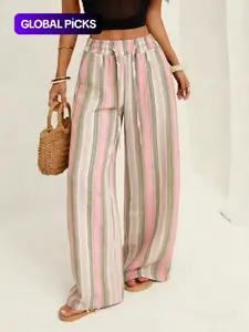 Women's Trendy Chic Loose Striped Wide-Leg Pants, Comfortable Casual Boho Long Pants, Simple Versatile Womenswear for Vacation and Date Night, Casual Chic Bottoms