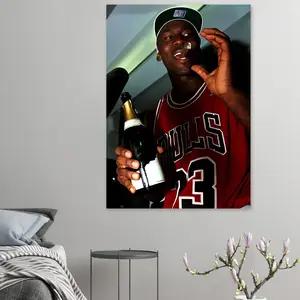 Basketball Legend Wall Art – Vintage Bulls 23 Print, 90s Sports Poster, Championship Celebration Decor