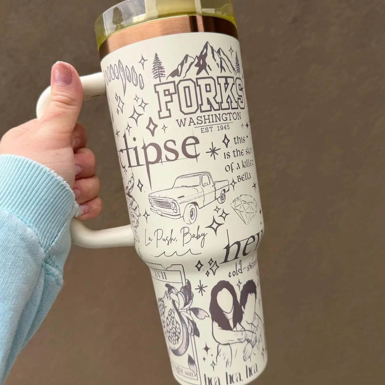 Twilight 40oz Engraved Tumbler | Vampire Wolf Design