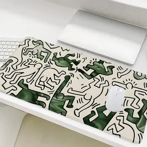 Abstract Figure Graffiti Pattern Mouse Pad, Rectangle Gaming Mouse Pad, Non-Slip Rubber Base Stitched Edge Desk Pad, Gaming Desk Accessory for Home Office Game Room