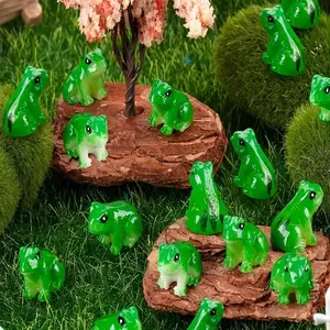 10pcs Mini Resin Frog Sculptures, Cute Animal Figurines, Modern Outdoor Garden Decor, Perfect Easter Display, No Battery Needed