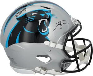 Tetairoa McMillan and Bryce Young Carolina Panthers Autographed Riddell Speed Authentic Helmet - Fanatics Authentic Certified