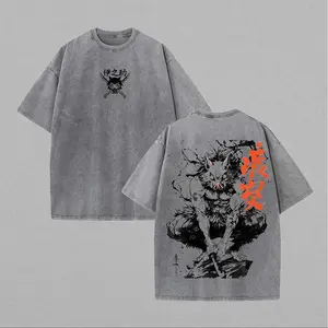 Inosuke Hashibira Beast Mode Wash Tee, Gift for Anime Fans, Washed Cotton Fit, Demon Slayer Graphic Shirt, Wild Otaku Streetwear