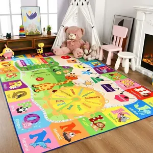 LOCHAS Kids Games Rug Animal Carpet ABC Educational Rug Mat Kids Area Rug for Playroom,Bedroom,Nursery Room, Non-slip Interaction Baby