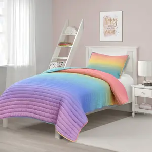 Lush Decor Rainbow Ombre Quilt Set - Quilted and Reversible