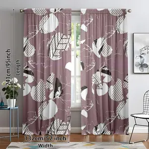 Modern Geometric Abstract Print Curtains, Long Vertical Digital Printed Fabric, Home Decor, Durable & Eco-Friendly, Bedroom & Living Room