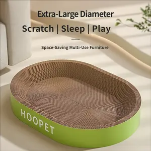 Round Cat Scratcher Bed with Corrugated Cardboard, Wear-Resistant No-Mess Cat Scratch Board Lounge Nest for Indoor Cats, Claw Grinding Cat Toy