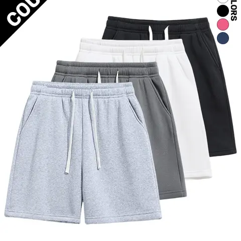 4-pack summer men’s shorts with a simple pocket design—versatile casual athletic shorts for everyday wear, featuring a drawstring waist for comfort.summervibes