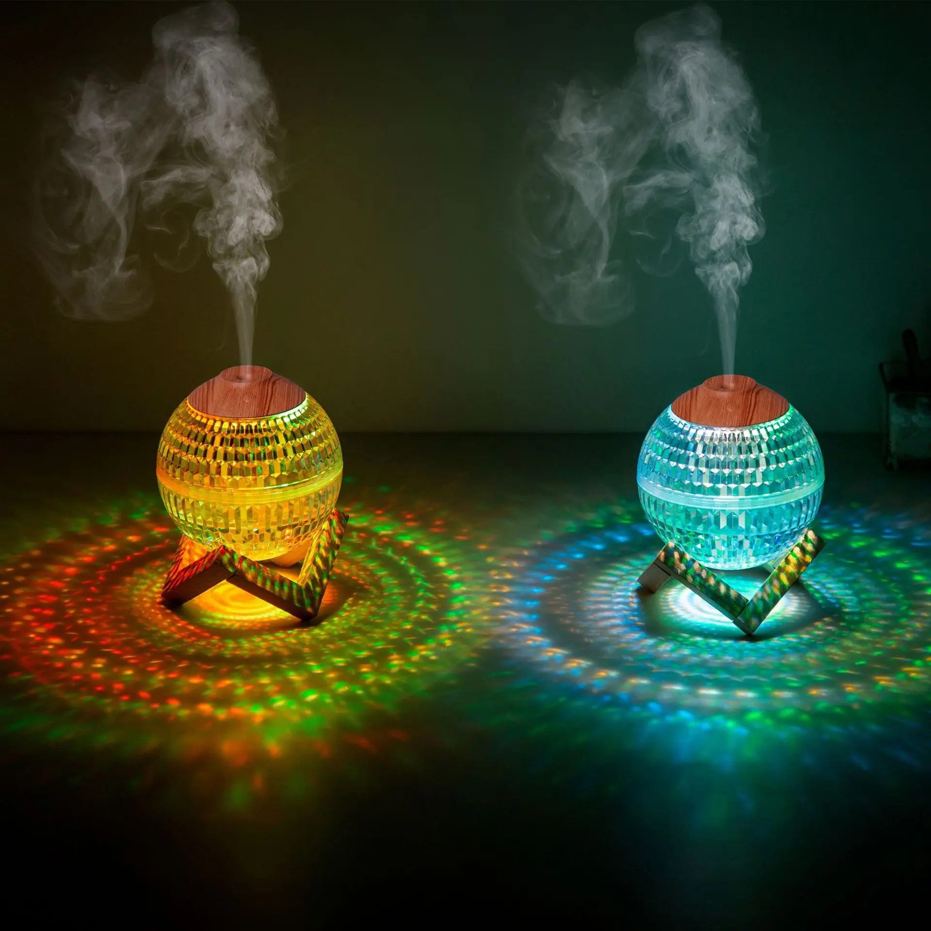 Round Space-Saving Crystal Ball Humidifier - Large Mist Volume, Intelligent Power-Off, Nano Atomization, Gradient Glow Nightlight, Compact Design