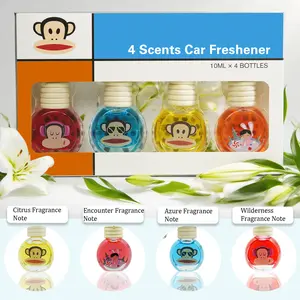 NEW Paul Frank Julius Monkey Car Air Freshener 10ml - Universal Hanging Oil Diffuser with 4 Fragrances Long Lasting Aroma for Cars & Home Premium Plant Essential Oils Alcohol Free Safe for Kids & Pets