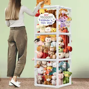 Large Stuffed Animal Zoo 20''x20''x56'' (372L Capacity) Stuffed Animal Storage, Corner Organizer, Space Save Toy Storage