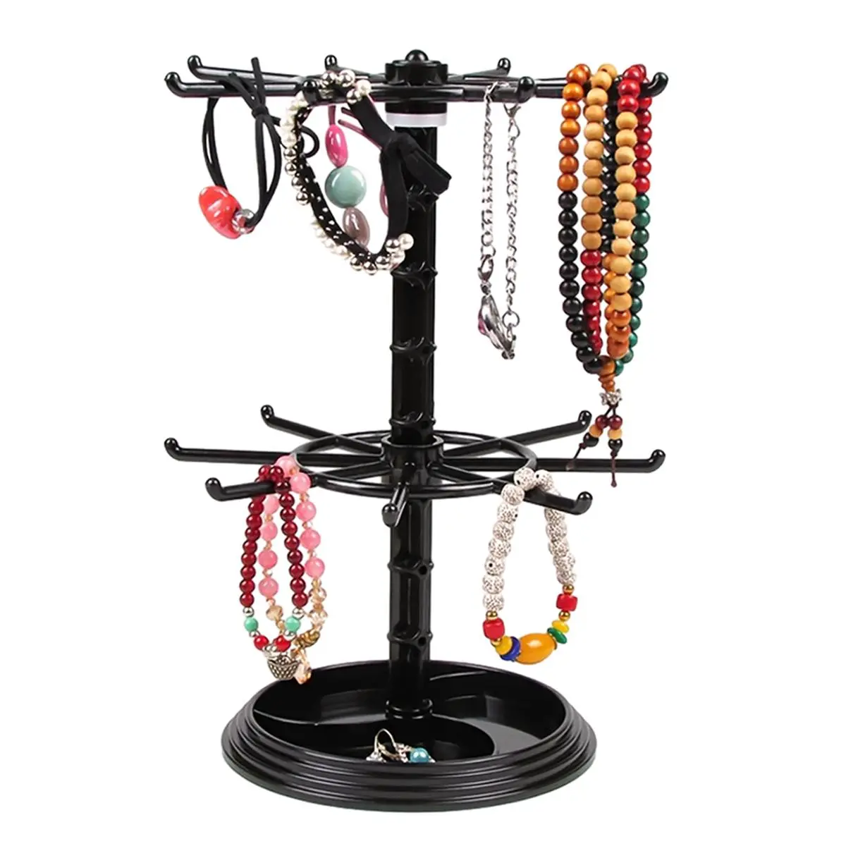 Jewelry Display Rack, 2-layer Rotatable Storage Desktop Jewelry Display Stand Home Organizer Jewelry Holder Organizer for Necklace, Earrings, Bracelet