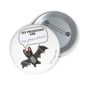 Vampire Bat 🦇 They/Them 2.25” Pronoun Pin