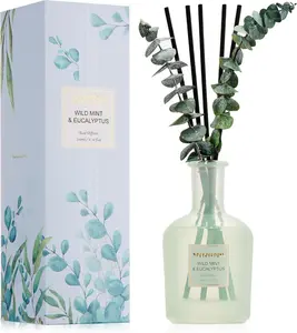 Eucalyptus &  Mint Reed Diffuser  6.76 oz Essential Oil with Sticks & Dried Eucalyptus,   for Bedroom or Bathroom Decor