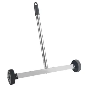 Magnetic Sweeper with Wheels, 15inch Mini Magnetic Sweeper, 8 lbs Capacity, Adjustable Handle, Lightweight Magnetic Pickup Sweeper to Pick Up Nails and Screws, Easy Cleanup of Workshop Garage