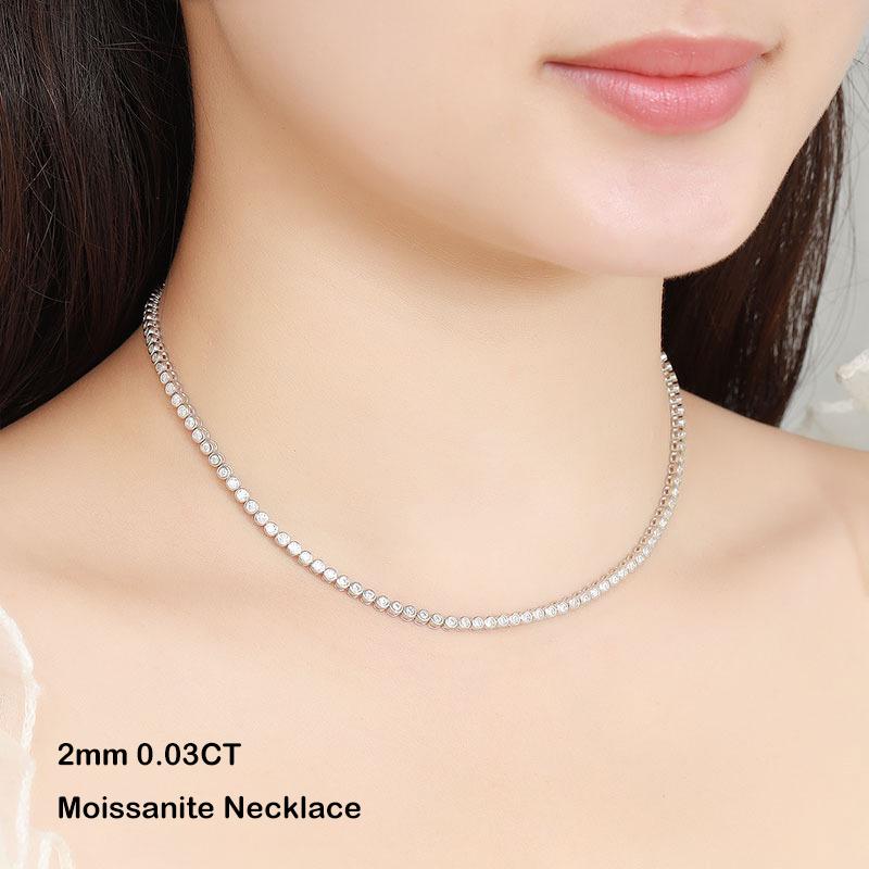 EWYA Sparkling 2/3mm Full Moissanite Tennis Bracelet for Women Party S925 Silver Plated 18K Pass Diamond Test Bezel Bracelets