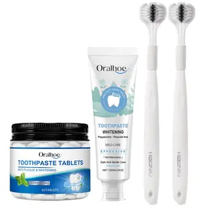 Mint Toothpaste Set, 4 Counts/set Including Toothpaste & Toothpaste Tablets & Toothbrushes, Oral Care Products for Daily Use, Travel Toothpaste Set