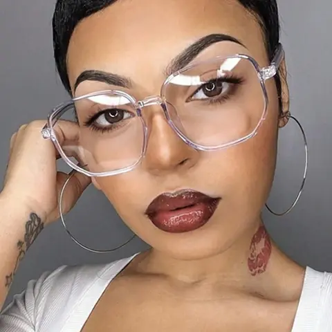 Minimalist Leisure Style Polygonal Frame Design Eyeglasses, 1 Pair Simple Design Eyeglasses for Everyday Use, All Seasons Large Polygon Frame Fashion Eyeglasses, Travel Accessories, Stylish Eyeglass, Daily Eyewear, Casual Eyeglasses, Square Eyeglass Frame
