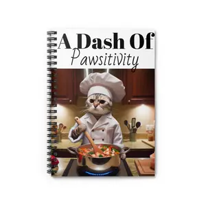 Spiral Notebook - Funny Cat Chef 'A Dash of Pawsitivity', Journal, Cooking Cat, Cute Chef Cat, Cat Lover Gift, Kitchen Notebook