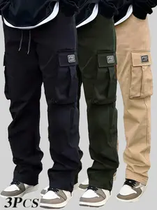 Men's Outdoor Fitted Athletic Cargo Pants for Hiking Travel and Fitness, Multi-Pocket Drawstring Work Trousers for Versatile Activities