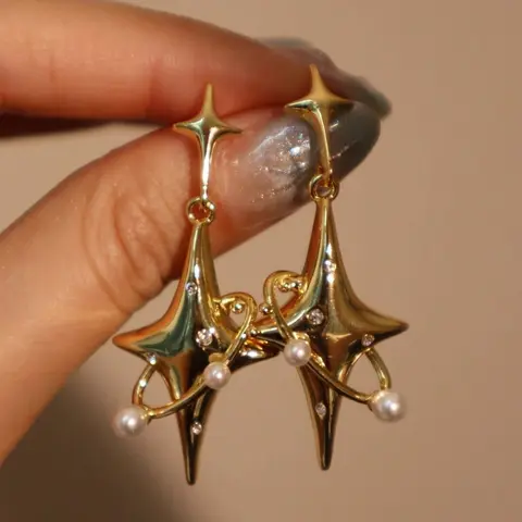 Elegant Four-Point Star Ball Dangle Earrings Set for Women, Perfect for Any Occasion, Fashionable Luxury Jewelry Accessories, Dangling Earrings, Dangly Earrings