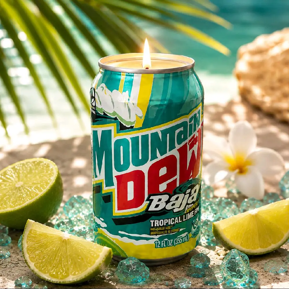 Baja Blast Inspired Tropical Lime Candle | Hand-Poured Soy Wax Candle | Repurposed Can Candle | 12 oz