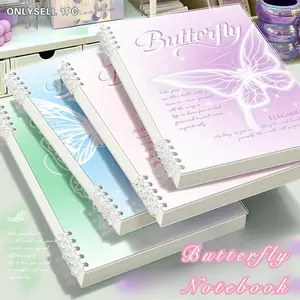 1pc B5/A5 Notebook Dreamy Butterfly Small Large Notebook - Ins Style Cute Floral Portable Study Journal, Aesthetic Stationery for School, Work, Office, Study, Travel Daily Notes & Language Learning