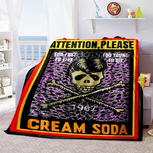 TOO FAST TO LIVE, TOO YOUNG TO DIE Cream Soda Pattern Blanket，Retro-chic, trendy, beautiful, soft, and warm. The perfect gift for gamers, racing enthusiasts, and fashionistas. A statement of