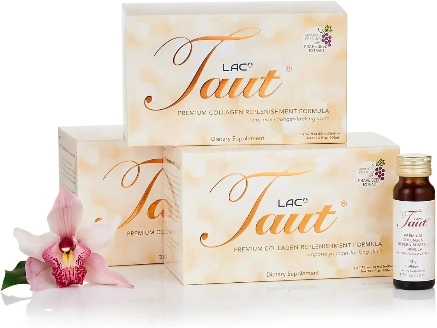 Taut Intense Transformation Program Hydrolyzed Marine Collagen Drinks - 24 Bottles with Hyaluronic Acid for Skin Hydration, Repair, Restore & Firm, Smooth Looking Skin Skin Repair