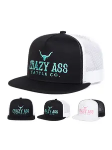Unisex Crazy Ass Cattle Co. Mesh Baseball Cap, Adjustable Sun Protection Casual Hat for Men and Women, Spring & Fall Outdoor Travel Beach Party, Embroidered Trucker Hat, Graphic Trucker Hat