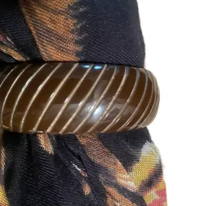 Vintage Deeply Carved Chocolate Brown Bakelite Bangle for Women
