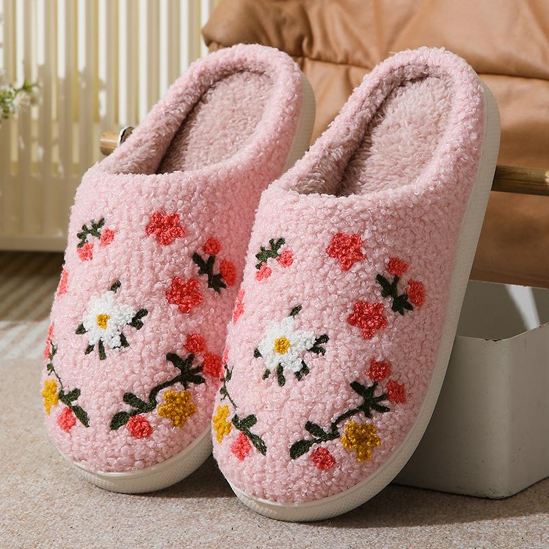 Women's Men's Cute Fuzzy Heart Slippers Memory Foam Fluffy Couple Slippers Cozy House Indoor Outdoor Shoes