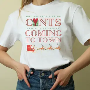 Santa is Literally Coming to Town Unisex Heavy Cotton Tee, Christmas T-Shirt, Holiday Gift, Festive Apparel, Xmas Tee, Santa Tee Classic Collar
