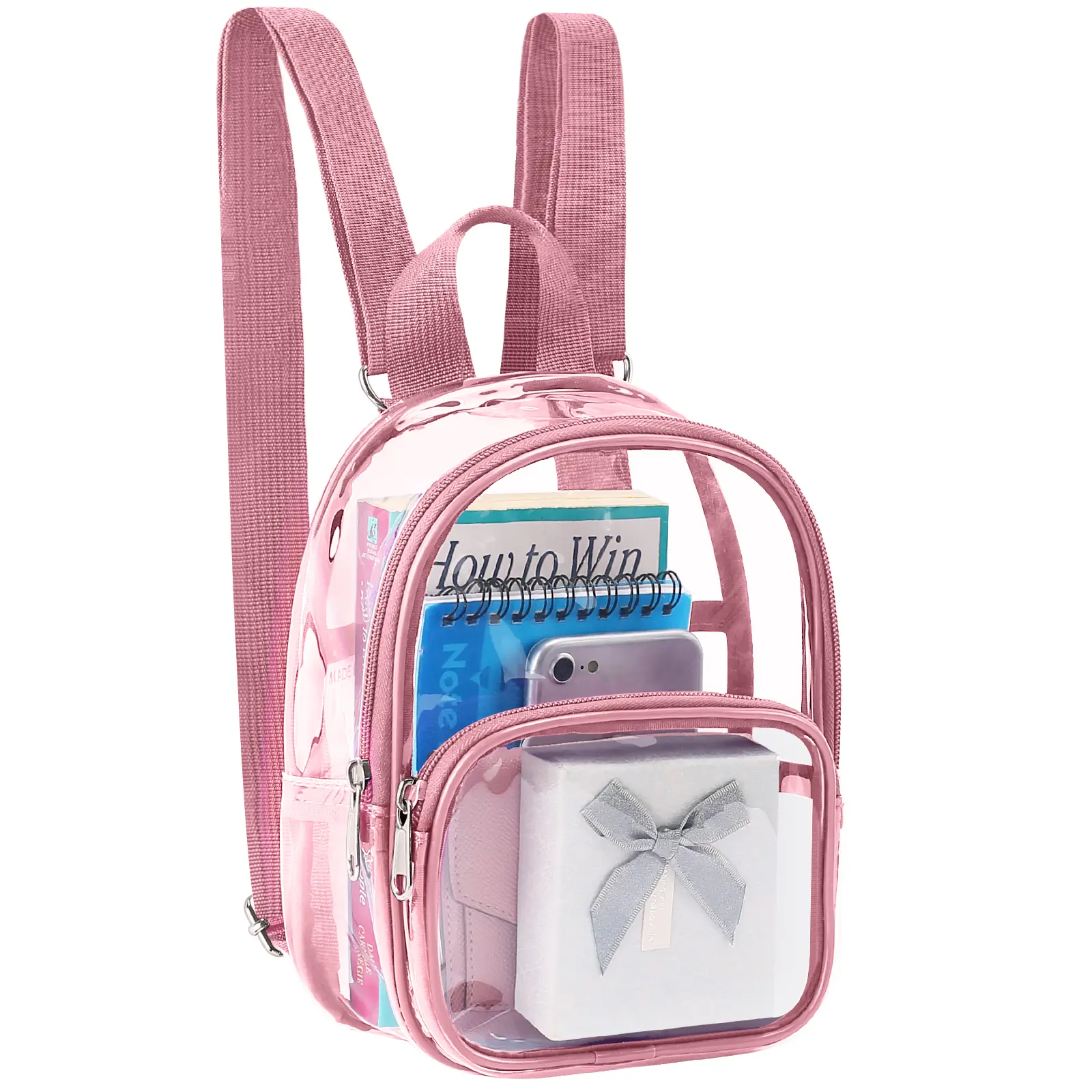 Mossio Clear Mini Backpack Stadium Approved, With Reinforced Straps & Front Pocket - Perfect for School, Security & Sporting