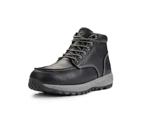 SUREWAY Men's Work Boots Brown Black | Lightweight Casual Wedge Soft Moc Toe - Comfort Insole, Oil/Slip Resistant, Construction Industrial Safety Working Boots