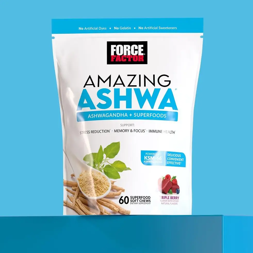 Force Factor Amazing Ashwa Soft Chews, with KSM-66® ashwagandha supplement, for Stress Relief, Relaxation, Memory, Focus & Immune Support