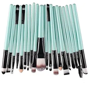 20pcs Cosmetic Makeup Brushes Set Eyeshadow Lip Brush for Beautiful Female (pink silver gold) Black+Green