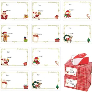 Christmas  Tags 150 count, Self-Adhesive Xmas Labels with 6 Festive Designs for Presents, Cards, Envelopes & Party Decorations