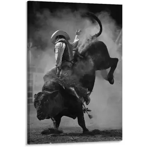 Lane Frost Bull Riding Vintage Poster (5) Canvas Art Poster And Wall Art Picture Print Modern Family Bedroom Decor Posters 12x18inch(30x45cm)