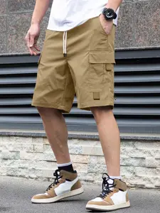 Men's Trendy Cargo Pants with Large Pockets, Comfortable Fabric, Street Fashion, Summer Outdoor Sports Essential, Fitted Design, Short, Casual Athletic Shorts