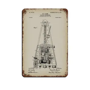 Vintage Metal Tin Signs Vintage Patents Electric Metronome Metal Signs, Customize for Office, Business, Home, Workplace, Airbnb, Delivery Signs, Rust Free,Aluminum, Fade Resistant