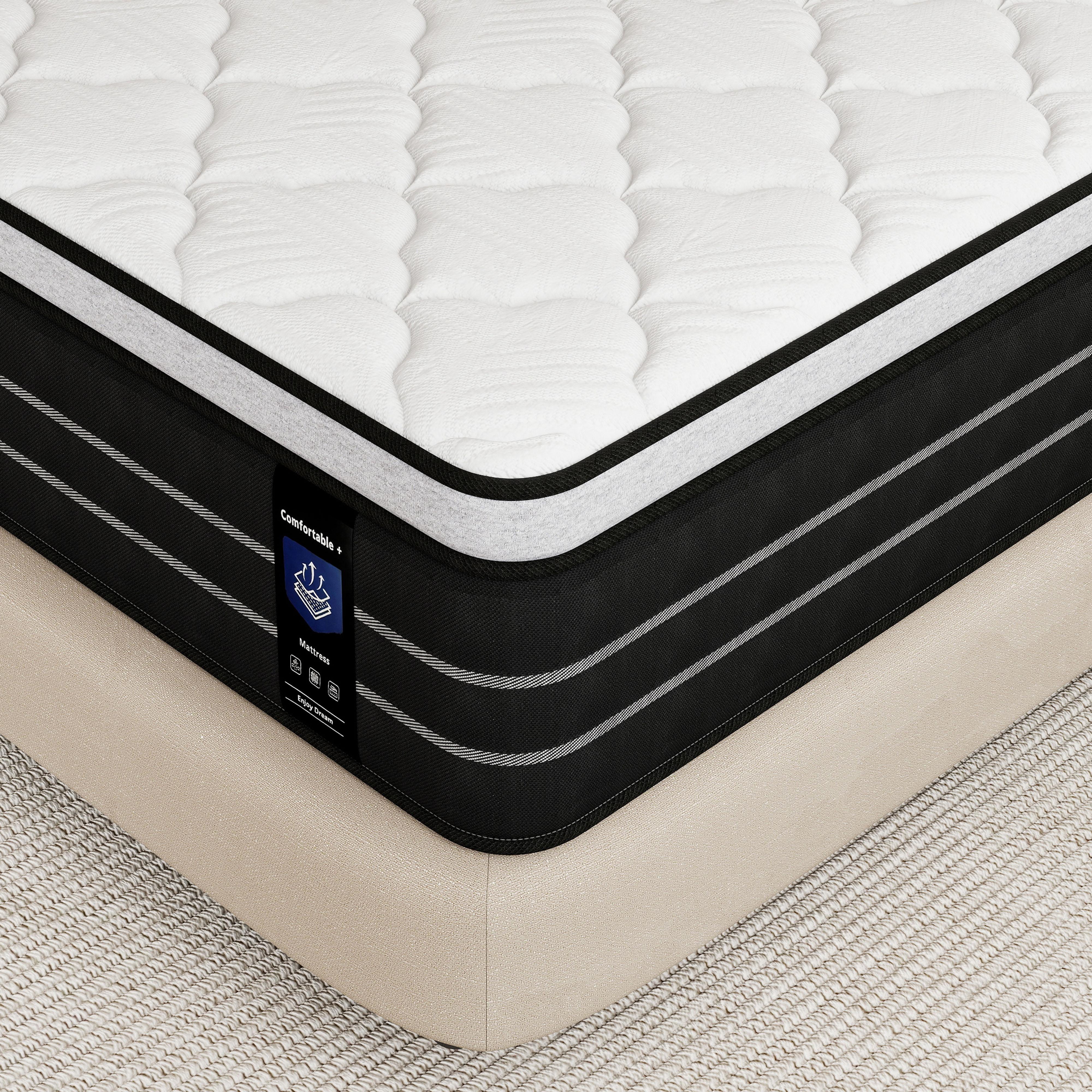 【Summervibes】 Hibrid mattress 12,14 Inch Queen Mattress King, Twin, Full Mattress, Equipped with Individually Wrapped Pocket Springs in a Box.