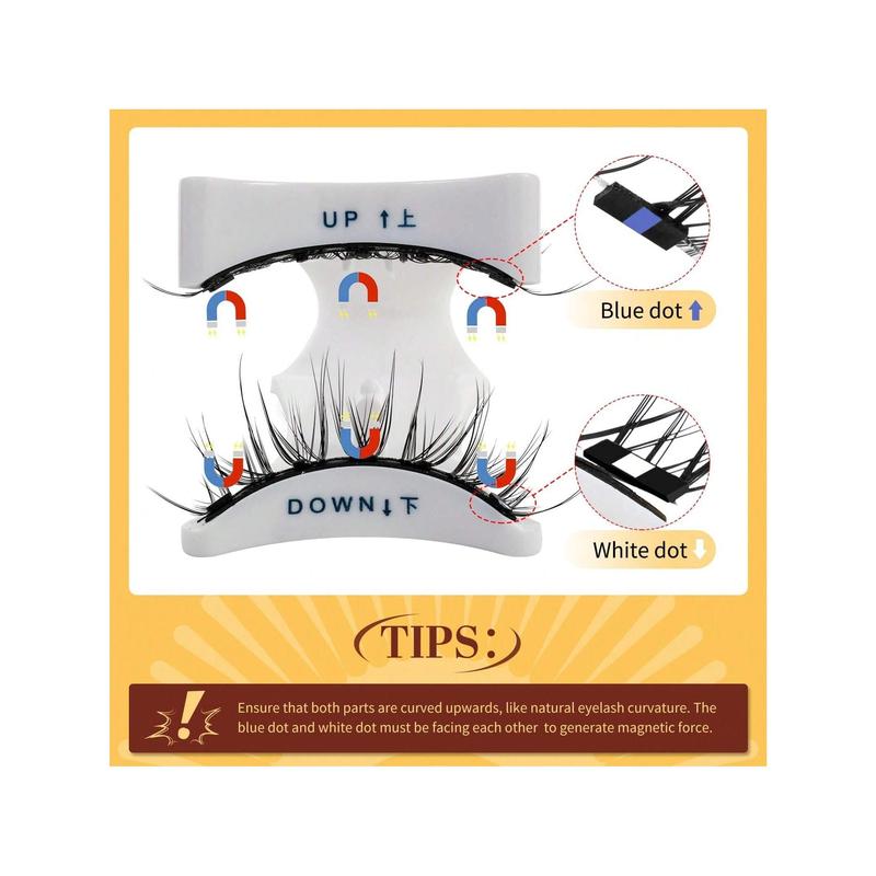 2 Pairs Magnetic Eyelashes Natural Look, 2 Pairs Reusable Magnetic Eyelashes With Applicator, No Glue Needed Magnetic Eyelashes Magnetic Lashes Kit, Easy To Wear And Remove