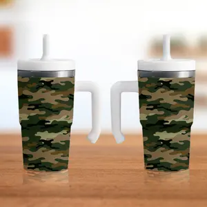 Camoflauge Spill-Proof 20oz Tumbler- Double-Walled Stainless Steel Construction & Kid-Friendly Silicone Straw