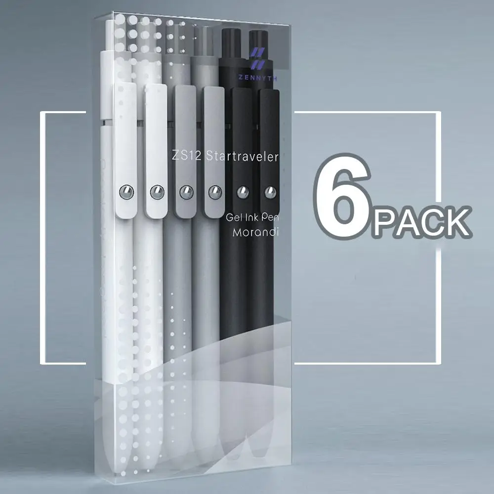 Retractable Gel Pen, Portable Simple 0.5mm Black Writing Gel Pen with Clip/10pcs Balck Refills, Office Supplies for School Outdoor Trip Home